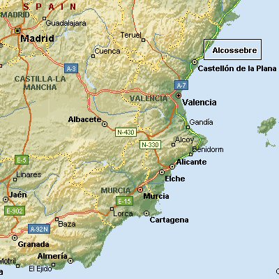 map eastern Spain and Alcoceber
